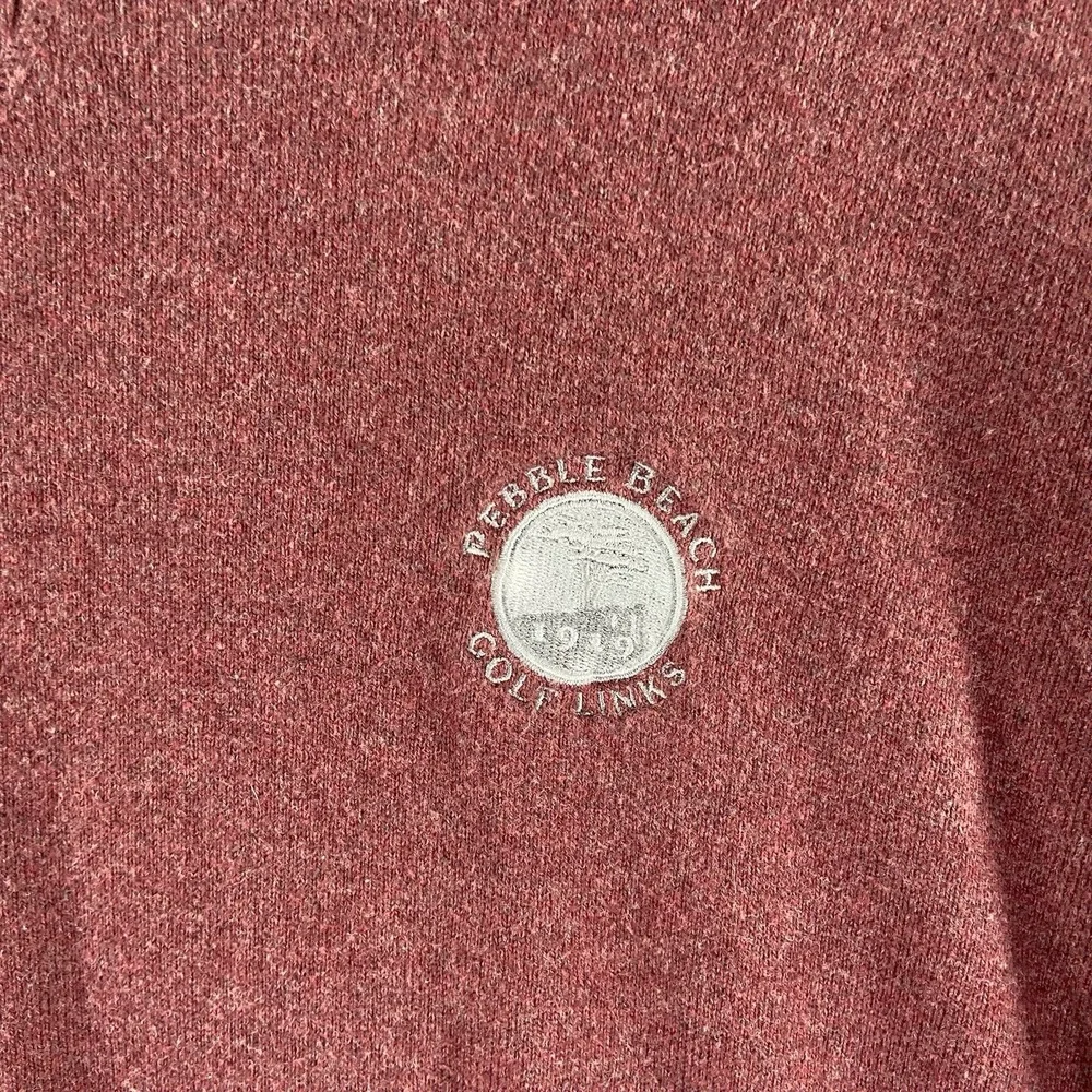 Linksoul Sweater Mens XL Pebble Beach Golf Cotton Cashmere Elbow Patches Red